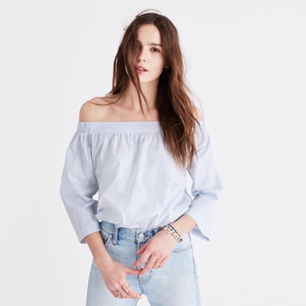 Madewell top worn 1x blue and white - Picture 2 of 7